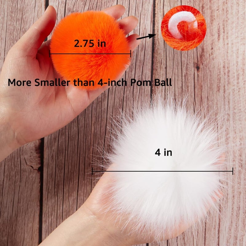 Homtable 12 Pcs Small Faux Fur Pom Pom Balls 2.75 in Fur Fluffy Pompom Ball with Elastic Loop for Hats, Shoes, Scarves, Gloves, Bags, Key Chain Charms Accessories, 2 3/4 inches (Orange) - Image 2